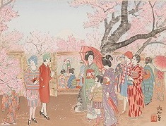 定方塊石「飛鳥山の桜と富士」（北区飛鳥山博物館所蔵）